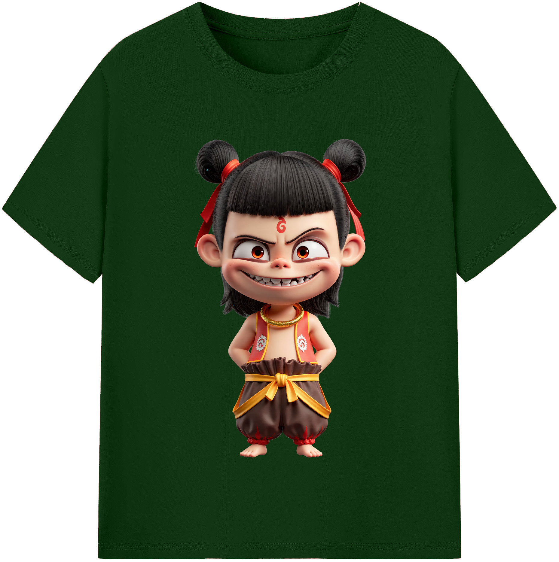 （画像用） Ne Zha 2 ナタ 魔童の大暴れ 綿100％半袖Tシャツ（フロントプリント）